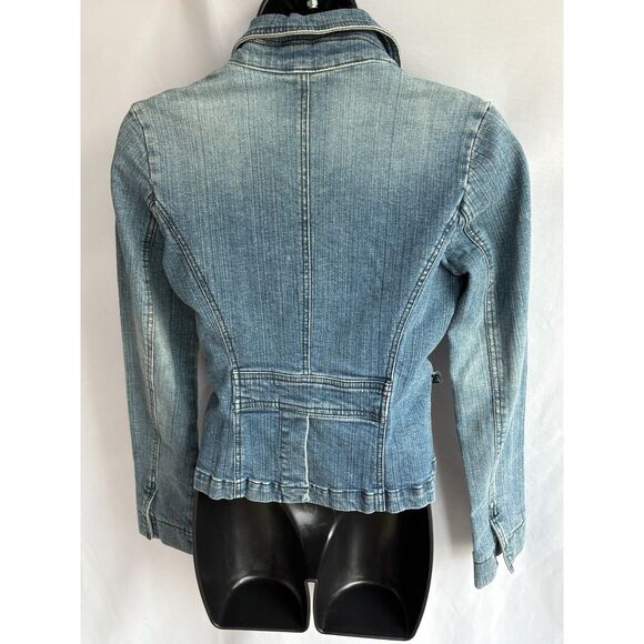 Wax Jean by DMBM Y2K Denim Blazer Jacket Size S Grunge 2000s Fitted Acid Wash - Picture 5 of 9